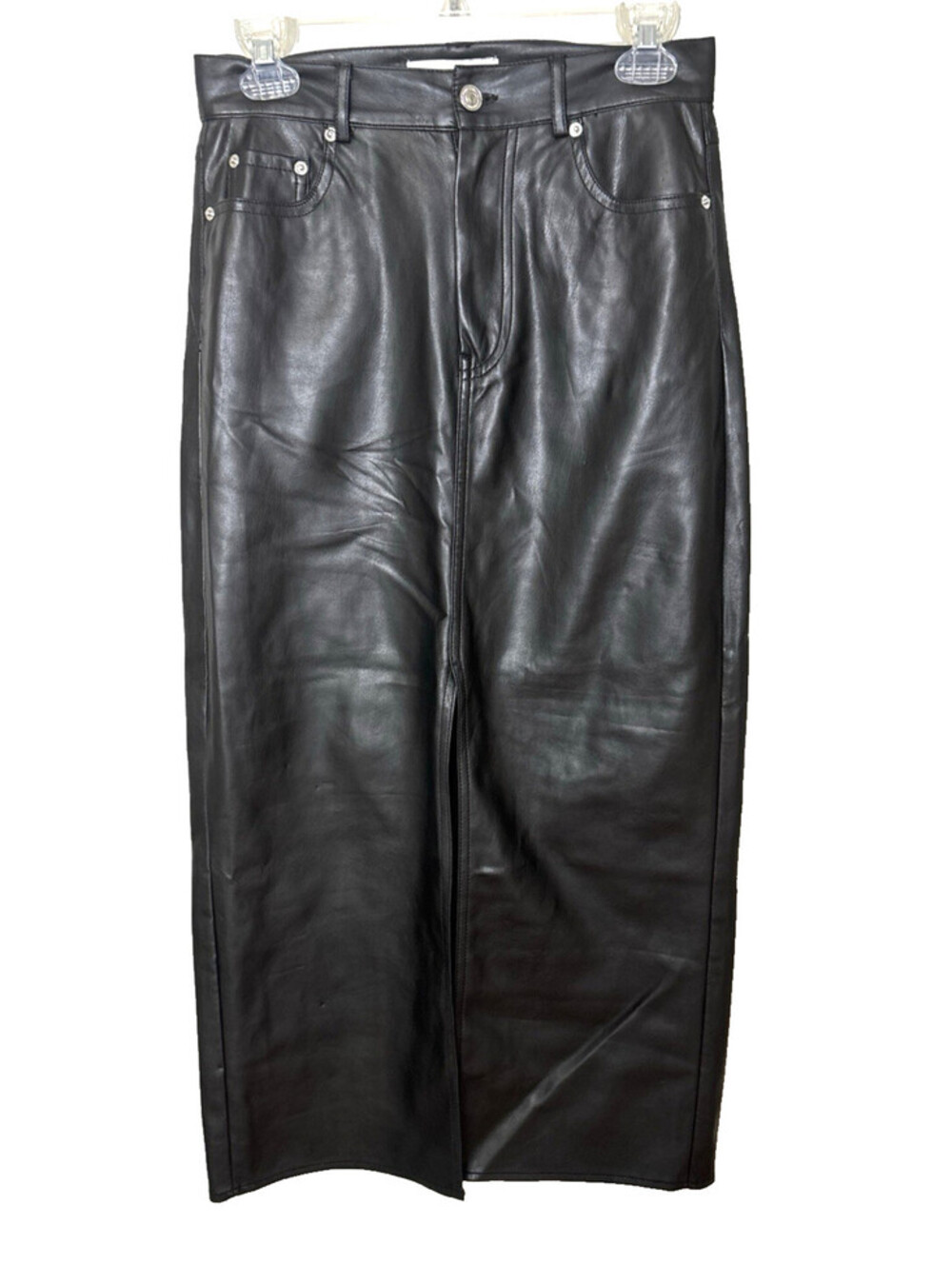Zara Faux Leather  Long Skirt with Slit Size Small